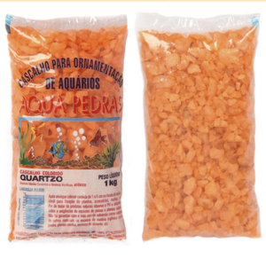 Substrato Para Aquários Aqua Pedras Cascalho De Quartzo Natural N02 Laranja Fluorescente